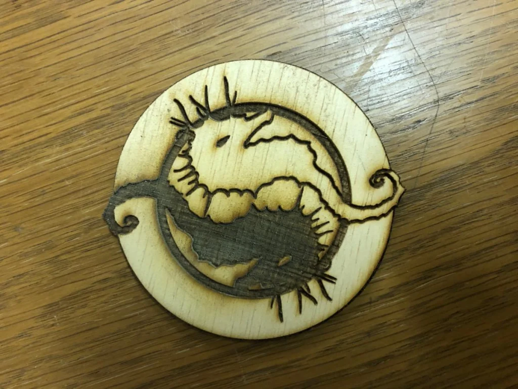 Wooden coaster with abstract design